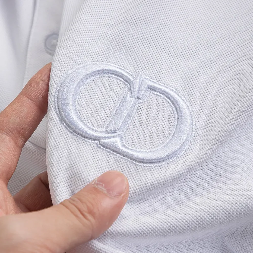 Dior CD Icon Polo Shirt White Cotton Piqué for Men