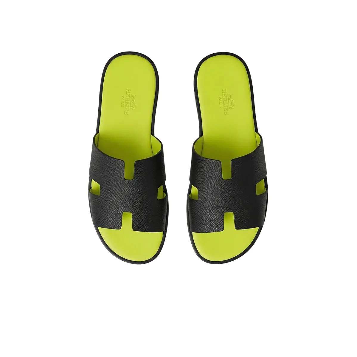 Hermes Izmir Sandals Black in Fluorescent Yellow