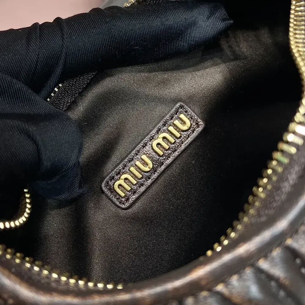 Miu Miu Wander Matelassé Nappa Leather Bag for Women in Coffee