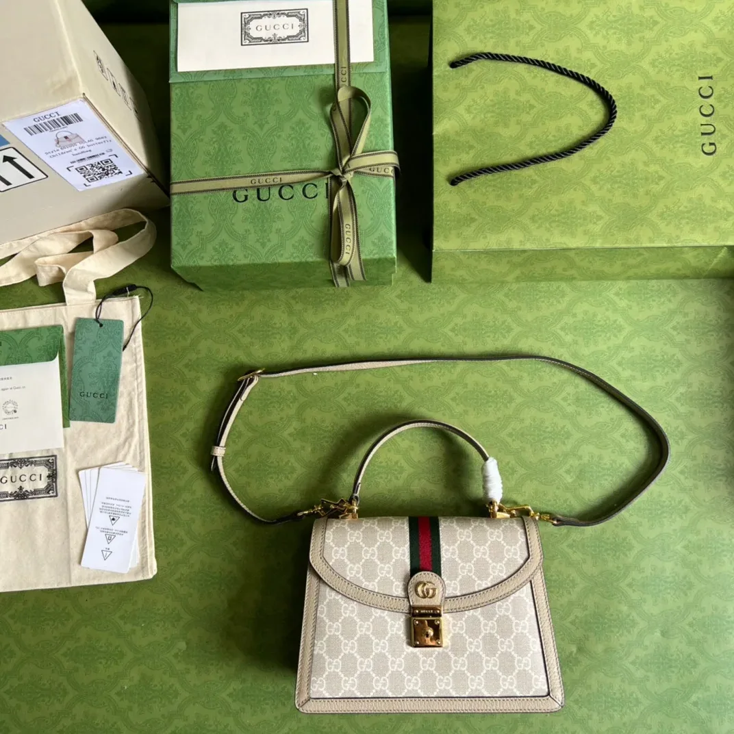 Gucci Ophidia Small GG Top Handle Bag Beige