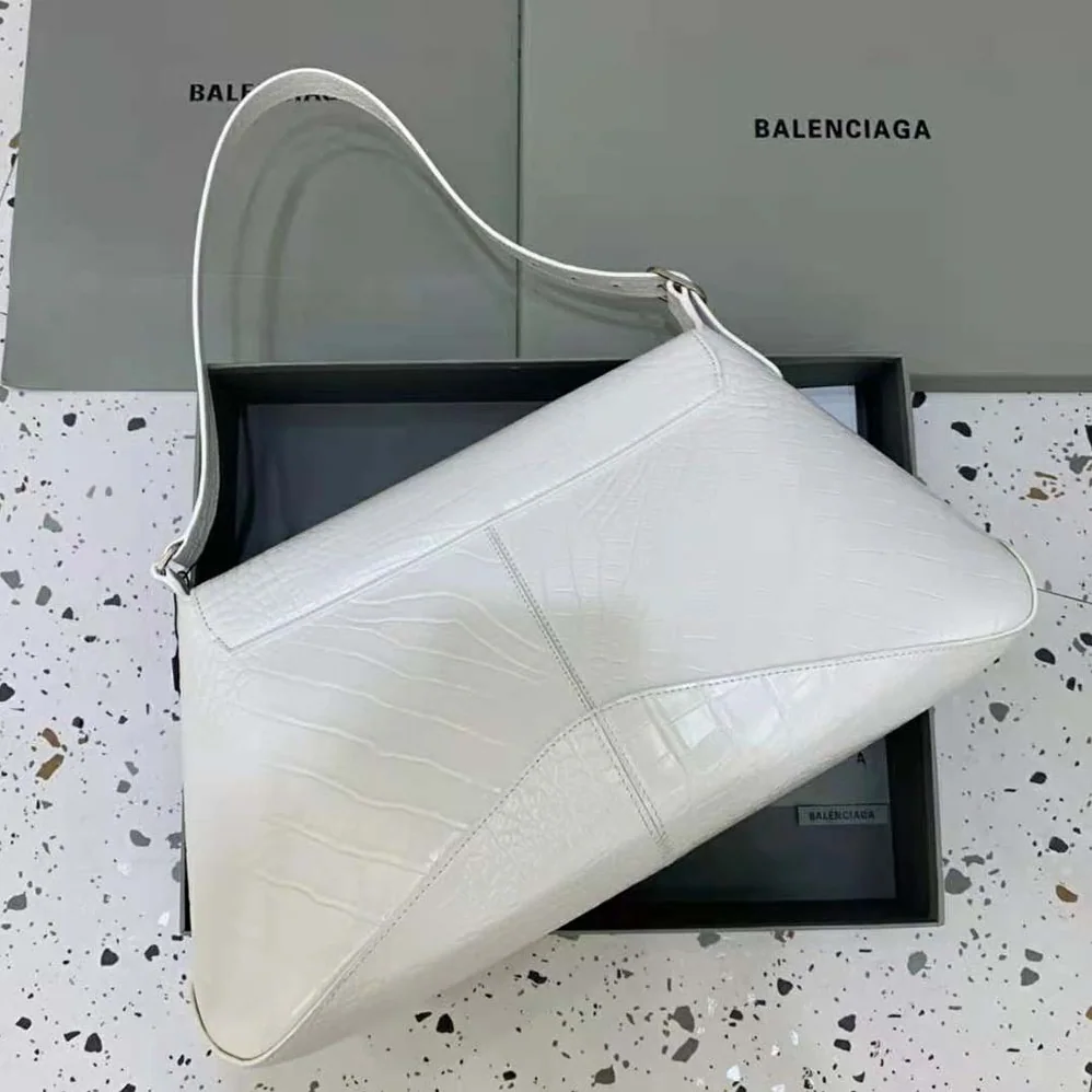 Balenciaga XX XL Flap Bag Crocodile Embossed in White for Women Balenciaga XX XL Flap Bag Crocodile Embossed in White for Women
