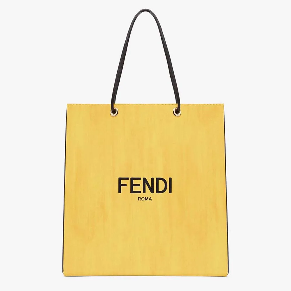 Fendi Fendi Pack Medium Shopping Bag Yellow Leather Bag for Men