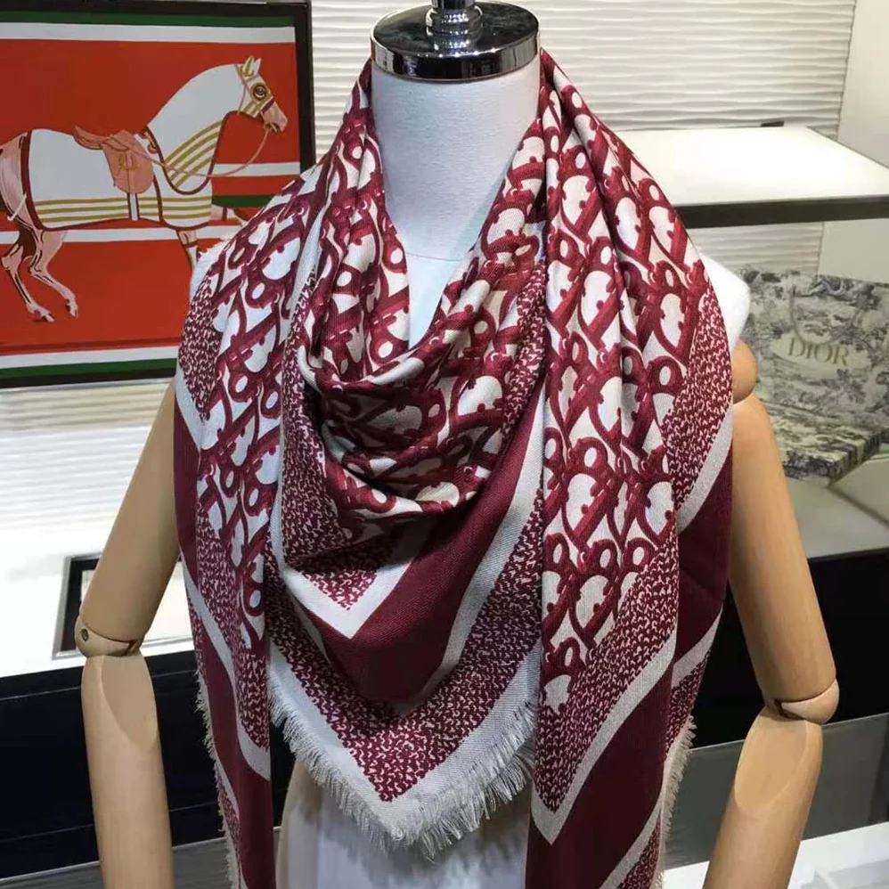 Dior Dior Oblique Square Scarf Burgundy Silk Twill for Women Dior Dior Oblique Square Scarf Burgundy Silk Twill for Women