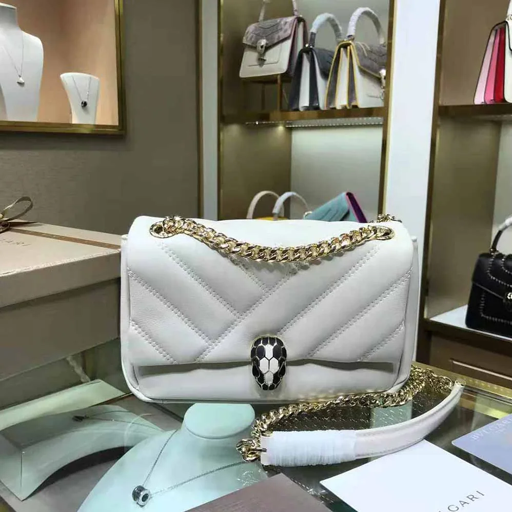 Bvlgari Serpenti Cabochon Shoulder Bag for Women in White