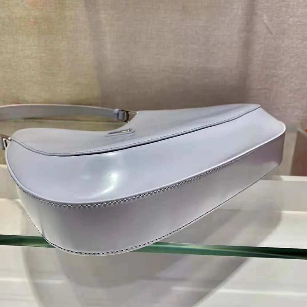 Prada Cleo Brushed Leather Shoulder Bag for Women in White