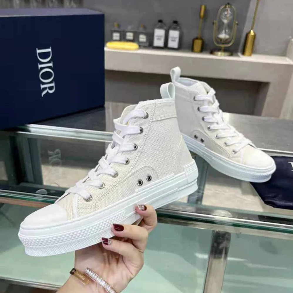 Dior B23 Cactus Jack Dior High-Top Sneaker Cream and Coffee Cotton Canvas for Men
