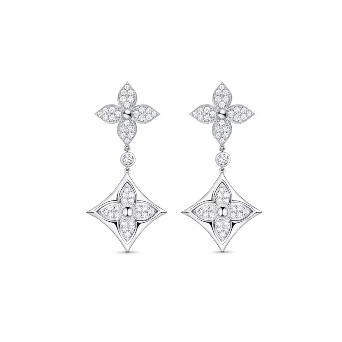 Louis Vuitton Color Blossom Long Earrings Silver in Toned Louis Vuitton Color Blossom Long Earrings Silver in Toned