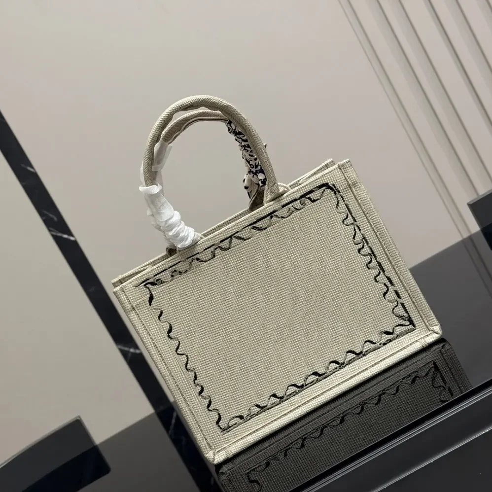 Dior Dioriviera Medium Dior Book Tote with Strap Beige Dior Painted Ribbon Embroidery for Women Dior Dioriviera Medium Dior Book Tote with Strap Beige Dior Painted Ribbon Embroidery for Women