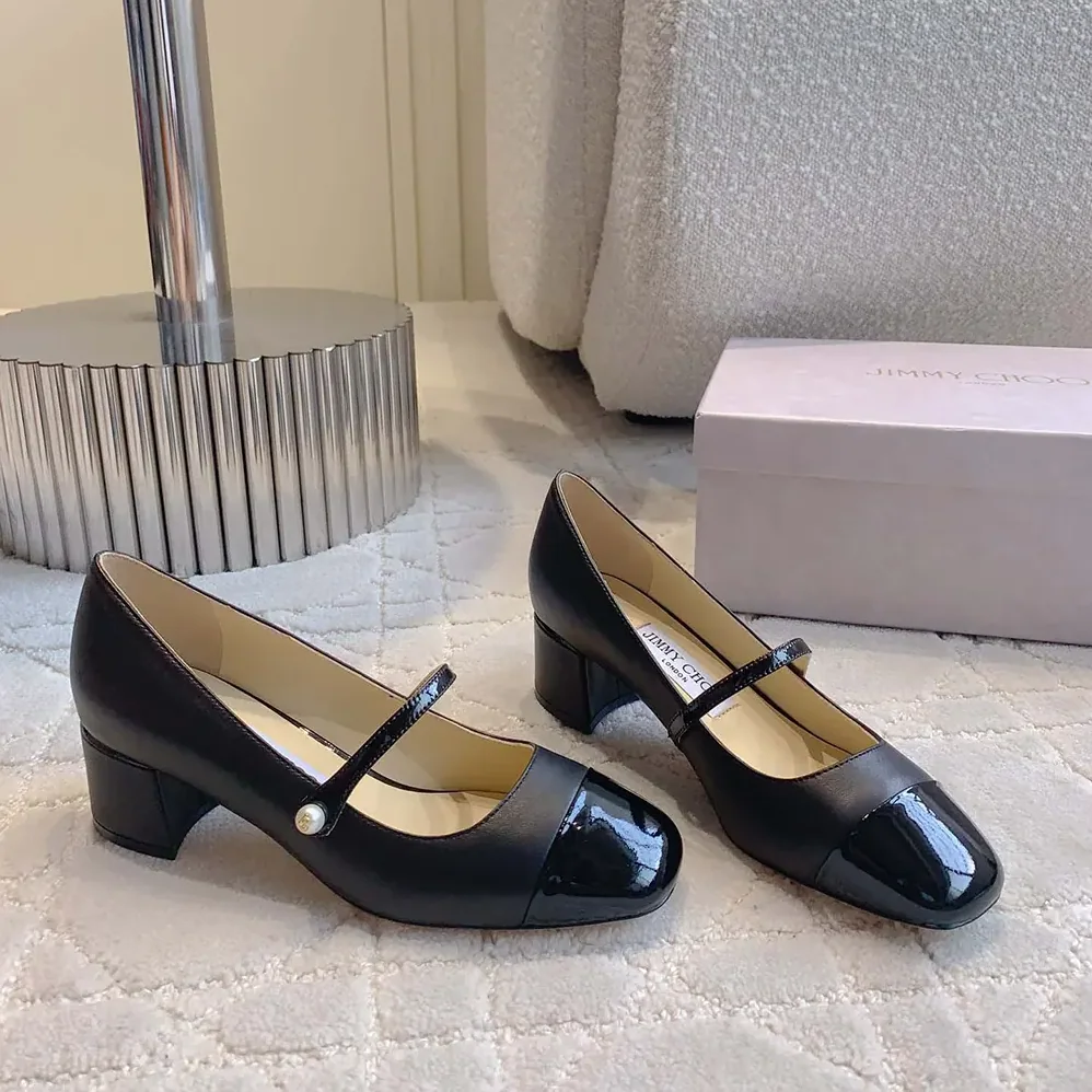 Jimmy Choo Elisa 45 Black Nappa and Patent Leather Pumps for Women Jimmy Choo Elisa 45 Black Nappa and Patent Leather Pumps for Women