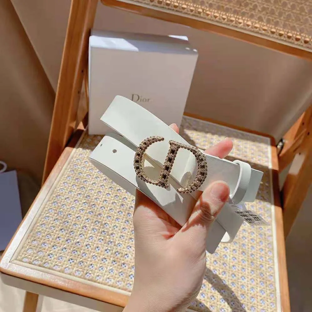 Dior 30 Montaigne Crystals Belt Latte Smooth Calfskin and Silver-Tone Crystals 27 MM for Women Dior 30 Montaigne Crystals Belt Latte Smooth Calfskin and Silver-Tone Crystals 27 MM for Women