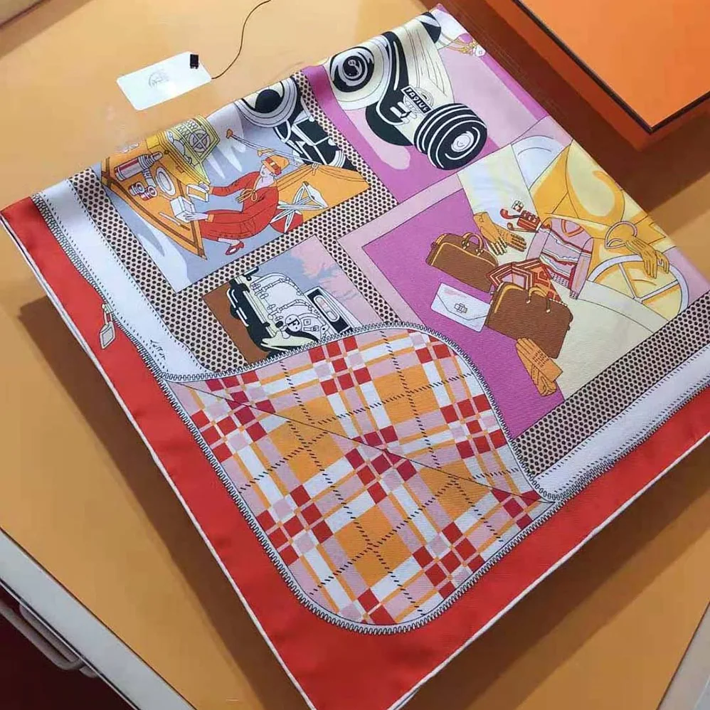 Hermes Confort en Automobile Scarf 70 in Silk Twill with Hand-Rolled Edges for Women in Red