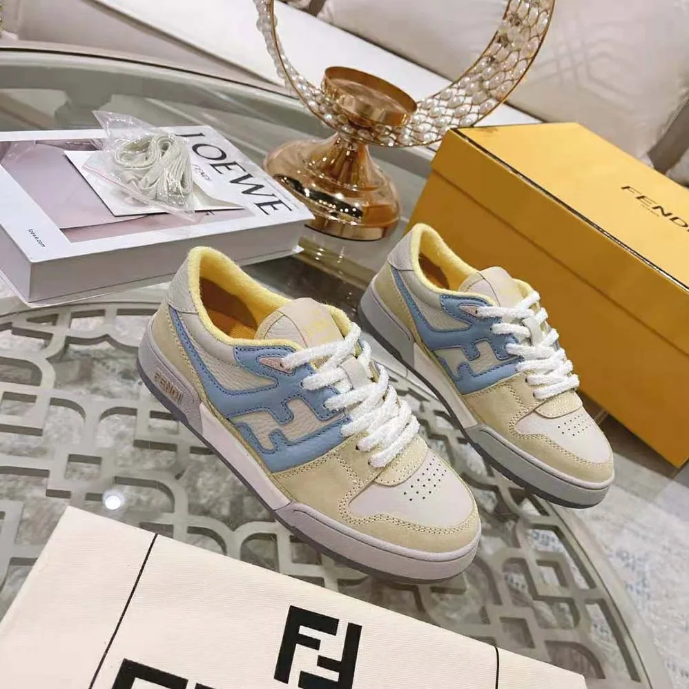 Fendi Match Yellow Suede Low for Men in Tops