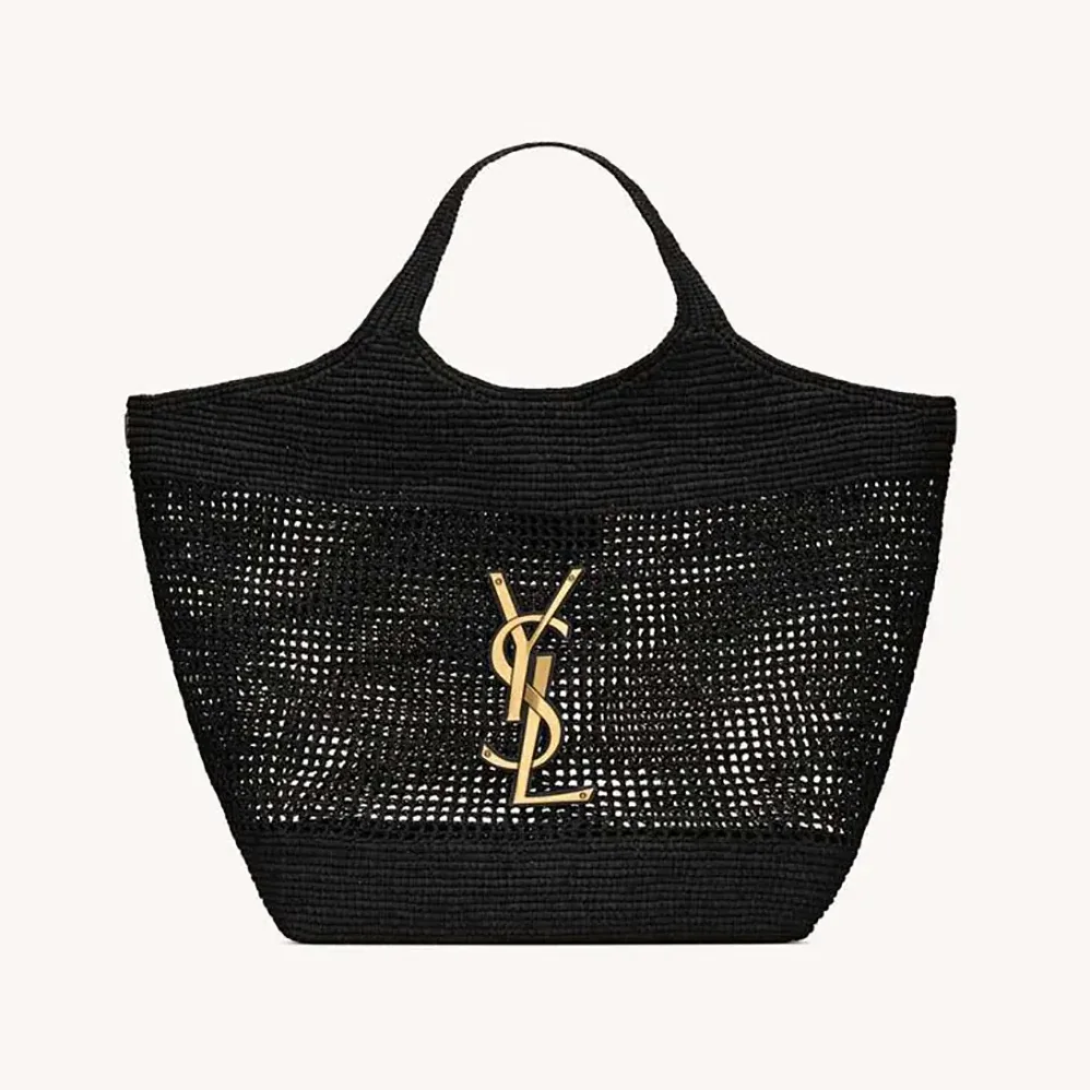 Saint Laurent YSL Icare In Raffia Black for Women Saint Laurent YSL Icare In Raffia Black for Women