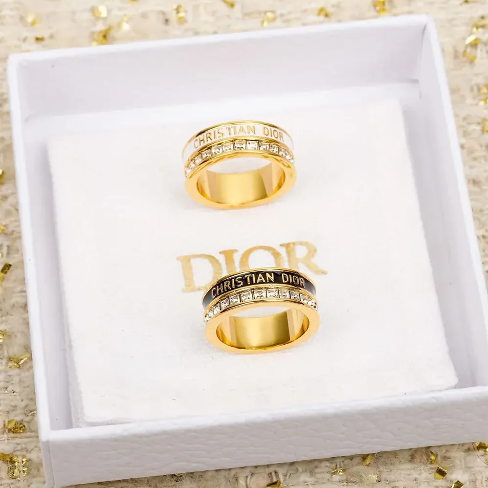 Dior Night Code Ring Gold-Finish Metal White Crystals and White Lacquer for Women Dior Night Code Ring Gold-Finish Metal White Crystals and White Lacquer for Women