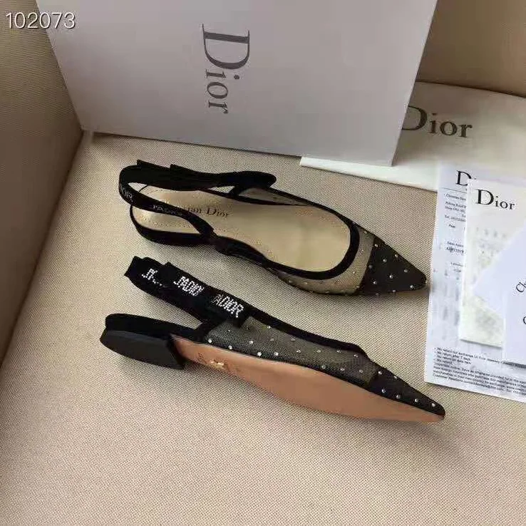 Dior “J'Adior” Ballet Pump Gold-Tone Dotted Swiss 10mm Heel for Women Dior “J'Adior” Ballet Pump Gold-Tone Dotted Swiss 10mm Heel for Women