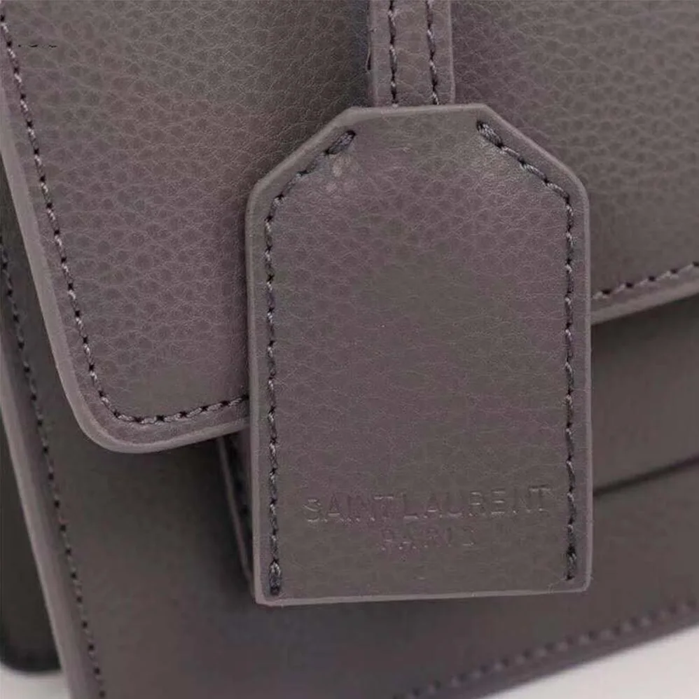 Saint Laurent YSL Medium Sunset Bag in Calfskin Leather in Grey