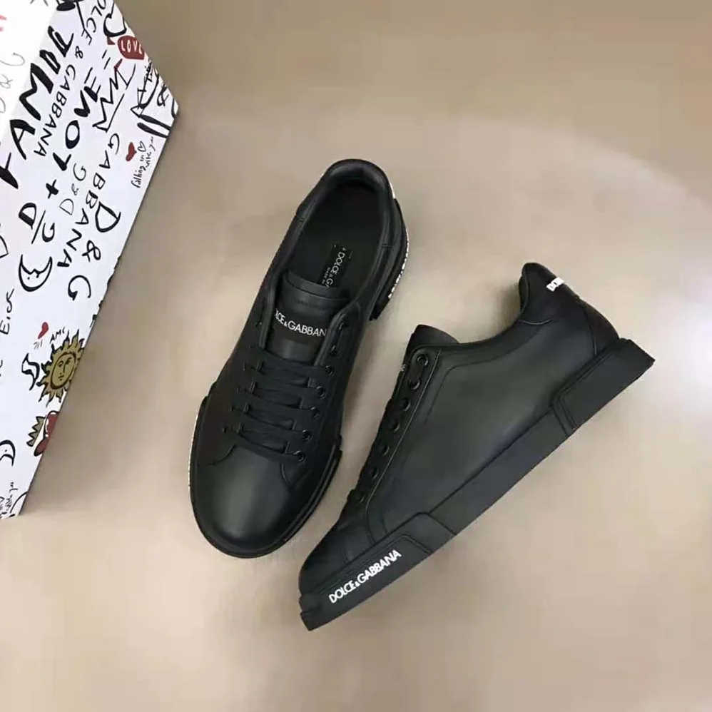 Dolce Gabbana D&G Calfskin Nappa Portofino Sneakers for Women in Black Dolce Gabbana D&G Calfskin Nappa Portofino Sneakers for Women in Black