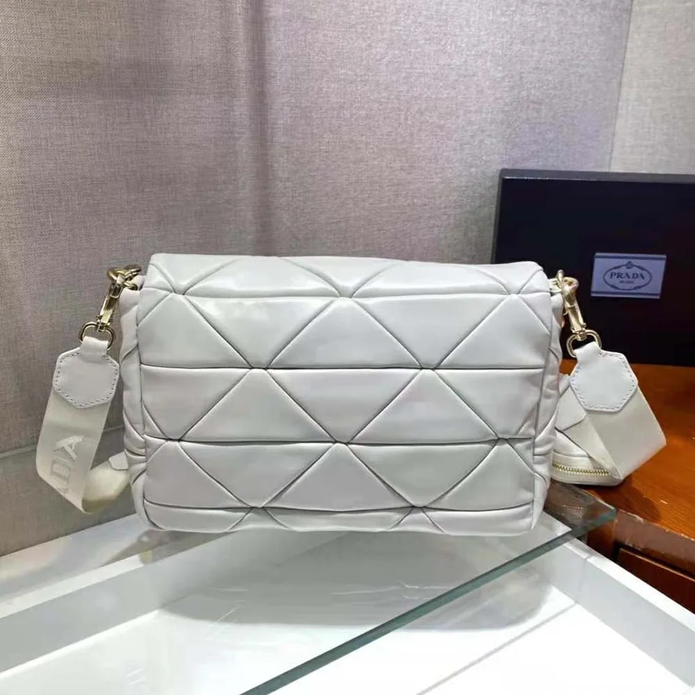 Prada System Nappa Leather Patchwork Bag for Women in White Prada System Nappa Leather Patchwork Bag for Women in White