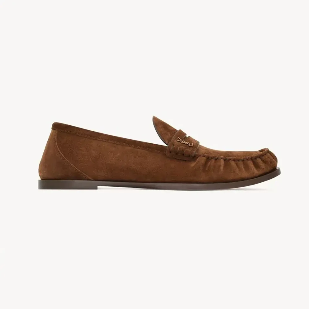 Saint Laurent YSL Laurent Loafers in Suede for Unisex in Brown