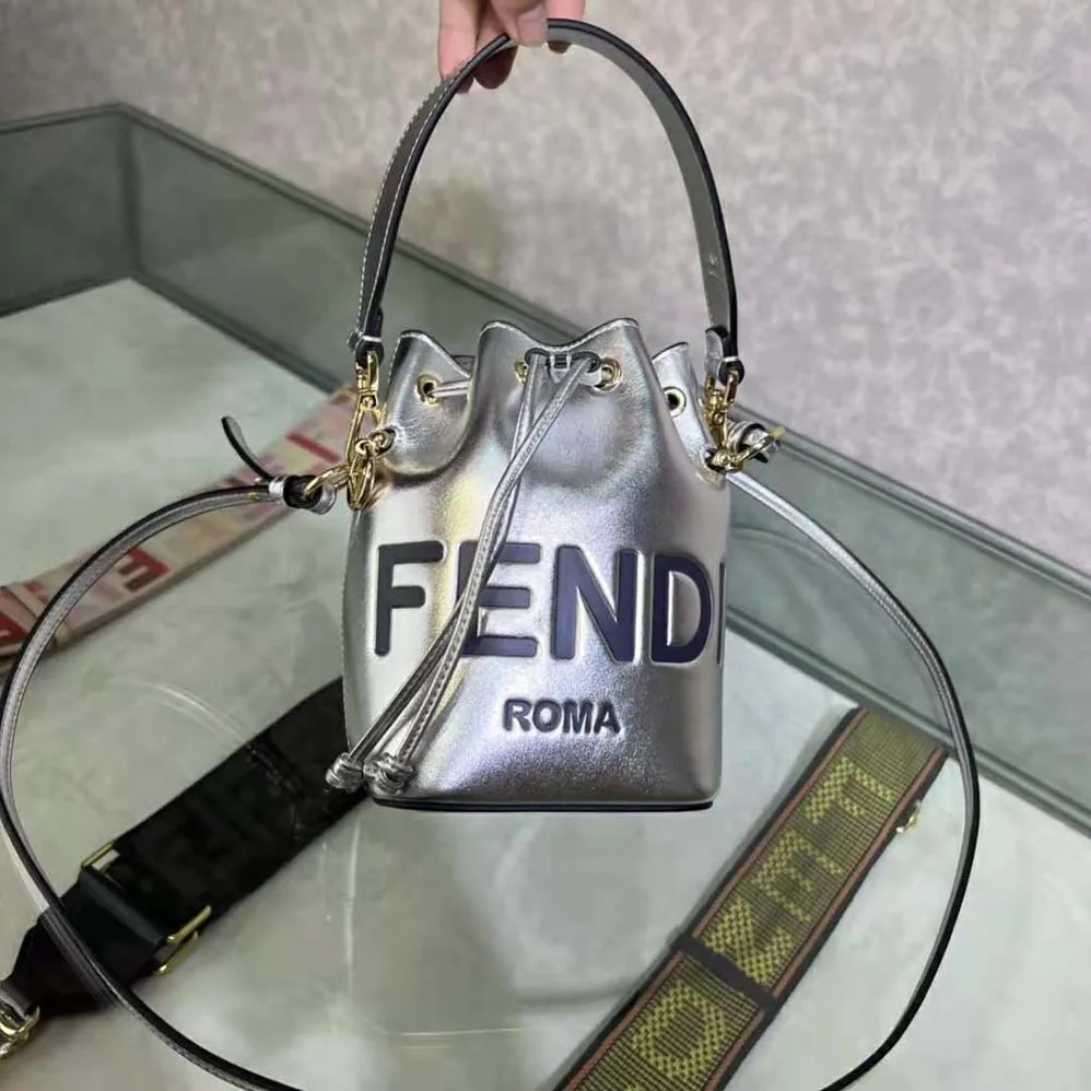 Fendi Mon Tresor Silver Laminated Leather Mini Bag for Women Fendi Mon Tresor Silver Laminated Leather Mini Bag for Women