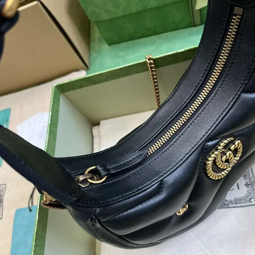 Gucci Marmont Half Moon Shaped Mini Bag Black / Gucci Marmont Half Moon Shaped Mini Bag Black /