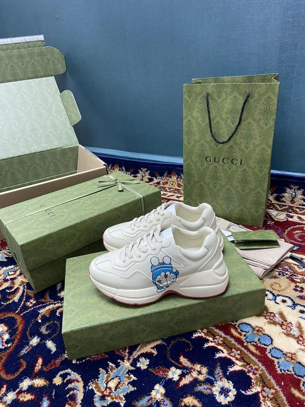 Doraemon x Gucci Rhyton Sneaker White Ivory for Women Doraemon x Gucci Rhyton Sneaker White Ivory for Women