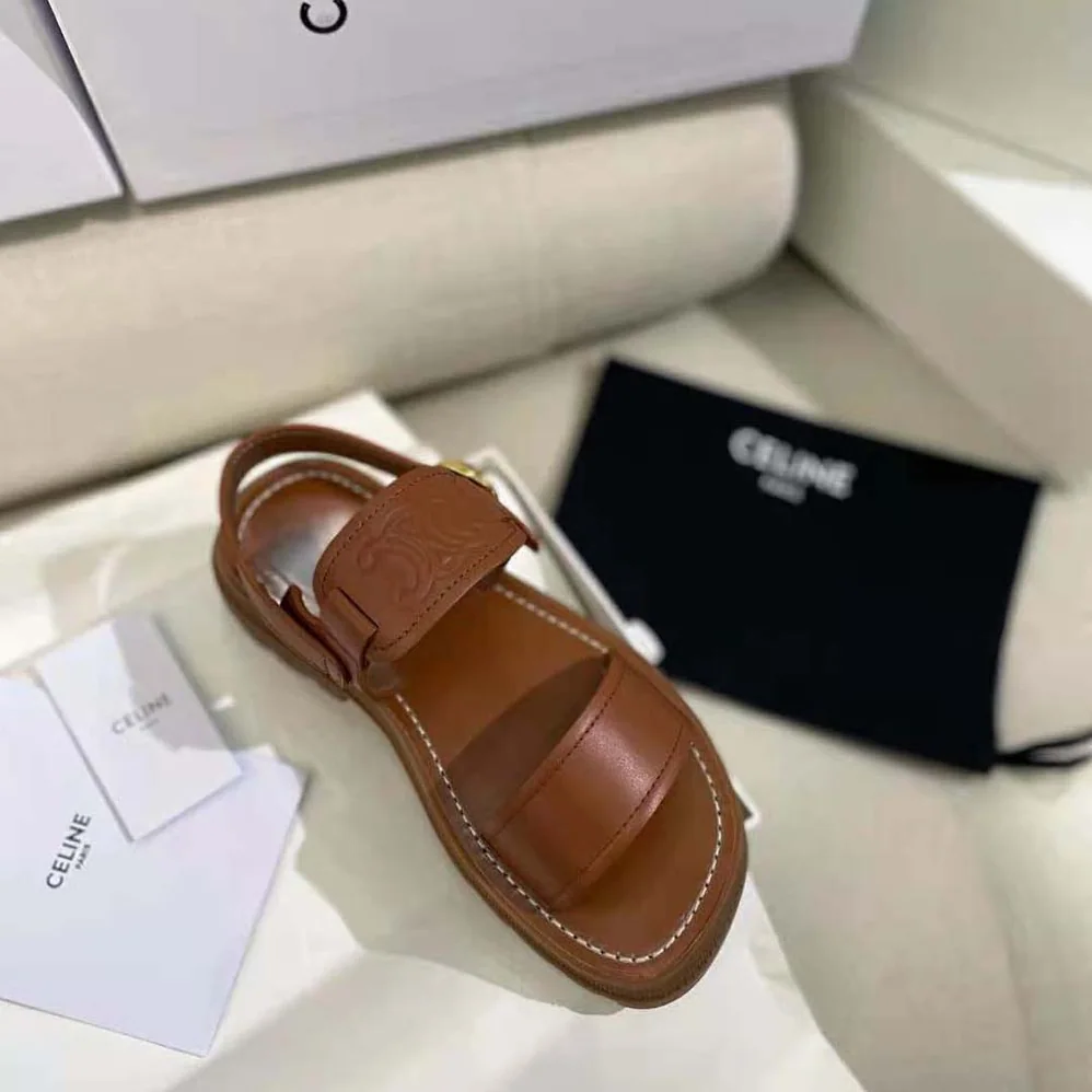 Celine Clea Triomphe Sandal in Vegetal Calfskin for Women