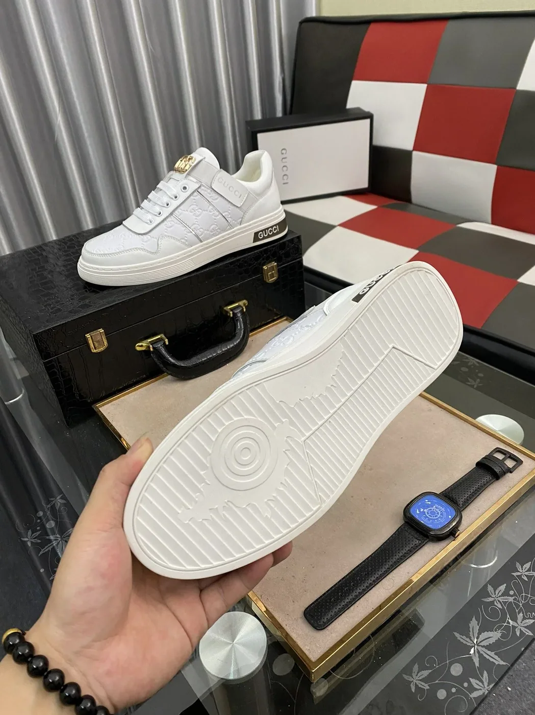 Gucci GG Embossed Sneaker Loafer With GG White for Men Gucci GG Embossed Sneaker Loafer With GG White for Men
