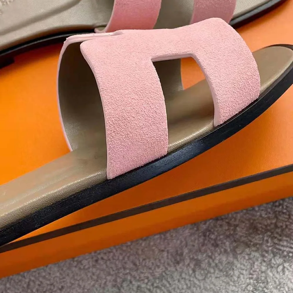 Hermes Oran Sandal in Suede Goatskin for Women in Rose Hermes Oran Sandal in Suede Goatskin for Women in Rose