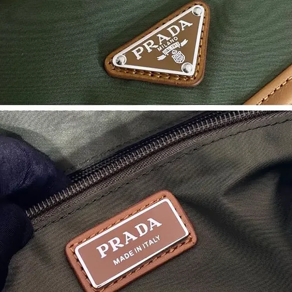 Prada Re-Nylon and Leather Shoulder Bag for Men in Dark Green