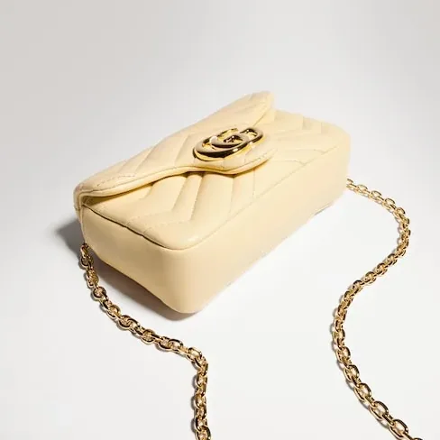 Gucci Marmont Mini Shoulder Bag in Light Yellow Gold Hardware