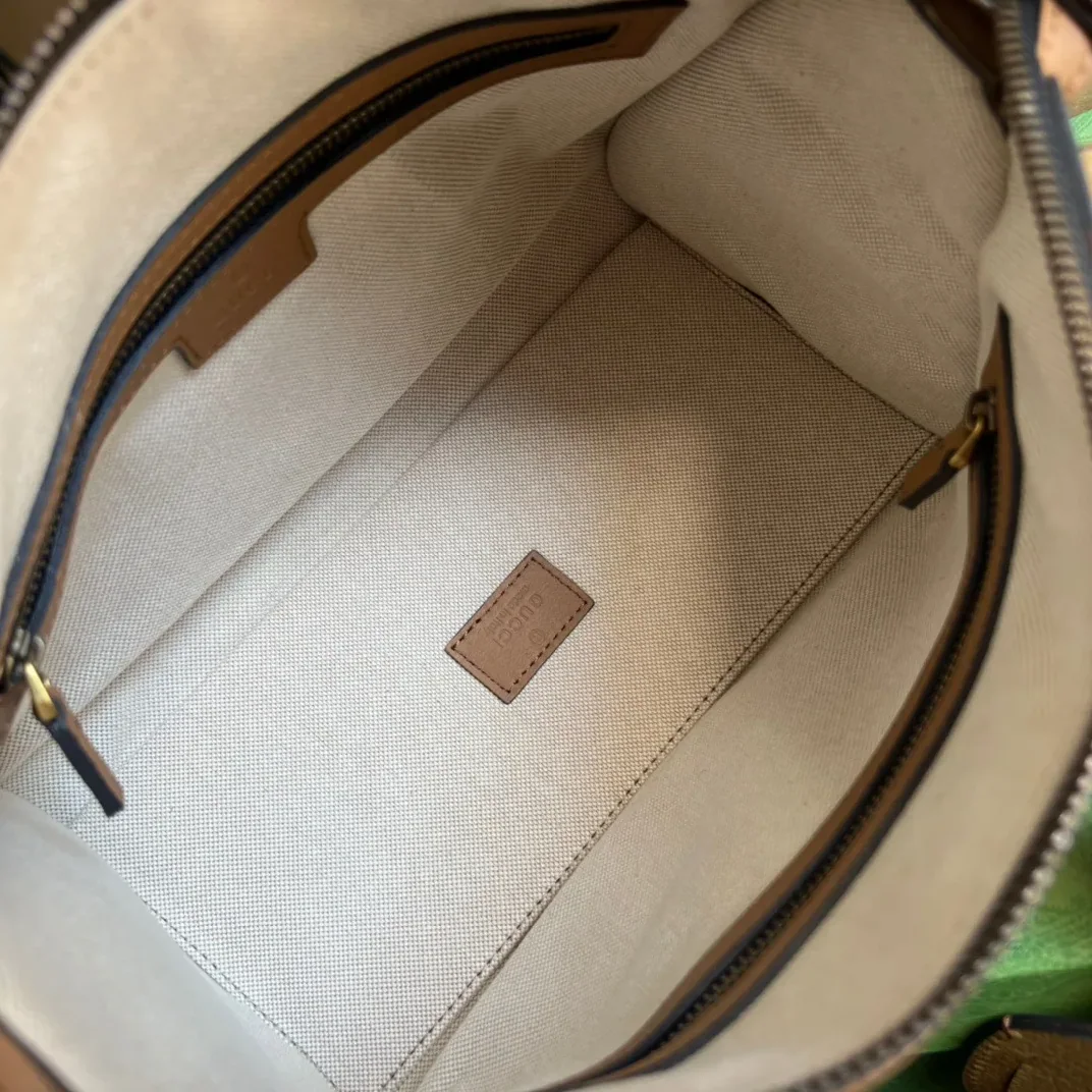 Small Bauletto Top Handle Bag With Double G Brown in Grey / Small Bauletto Top Handle Bag With Double G Brown in Grey /