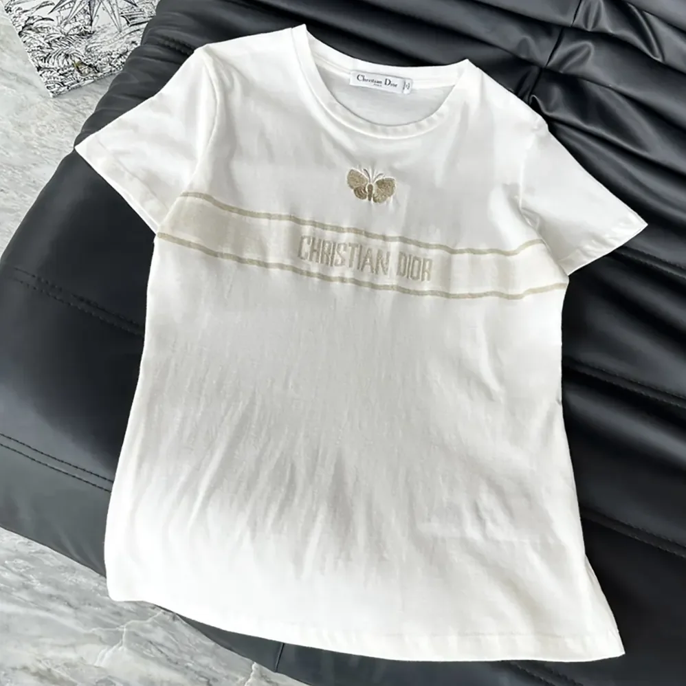 Dior Embroidered T-Shirt in White Cotton Jersey for Women