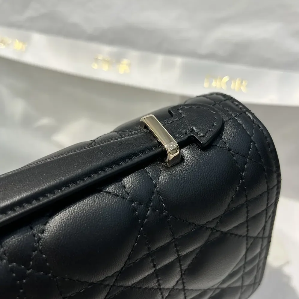 Dior My Dior Top Handle Bag Black Cannage Lambskin for Women