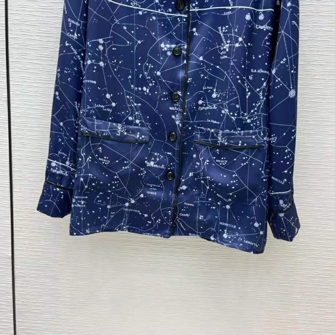 Dior Chez Moi Jacket Blue Dior Zodiac Silk Twill for Women
