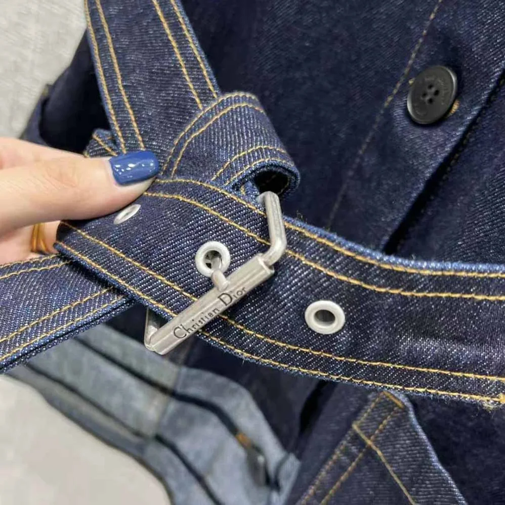 Dior Denim Couture Short for Women in Sleeved Belted Jacket