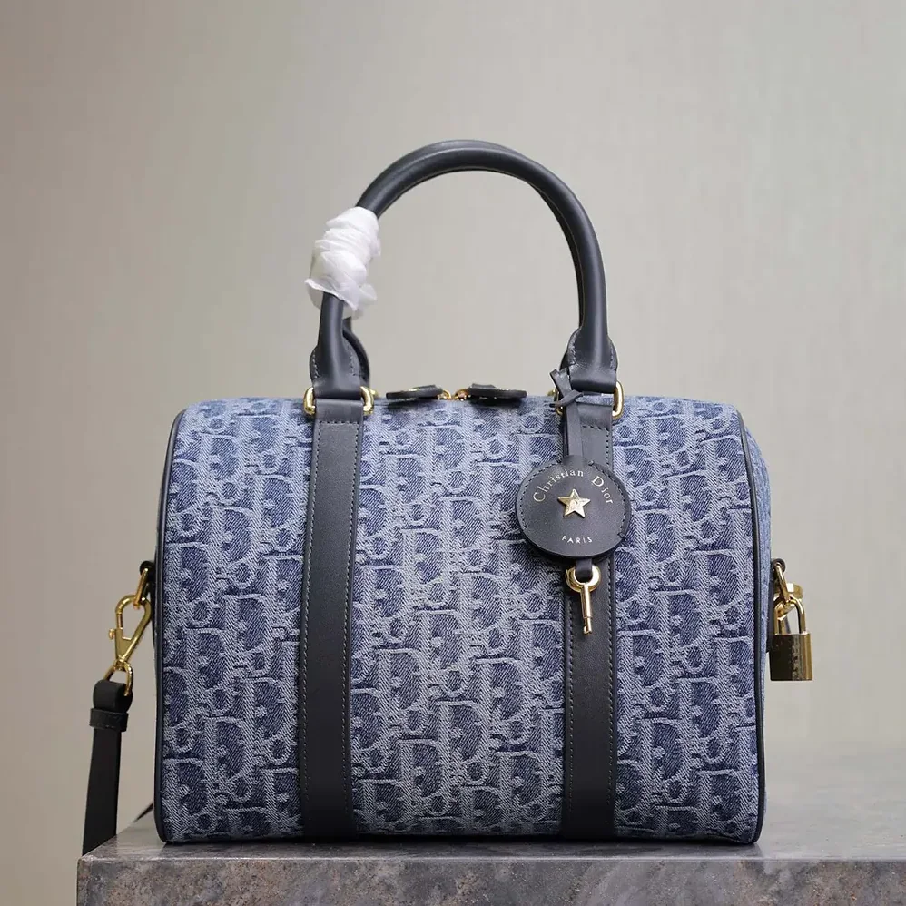Dior Groove 25 Bag Blue Denim Dior Oblique Jacquard for Women
