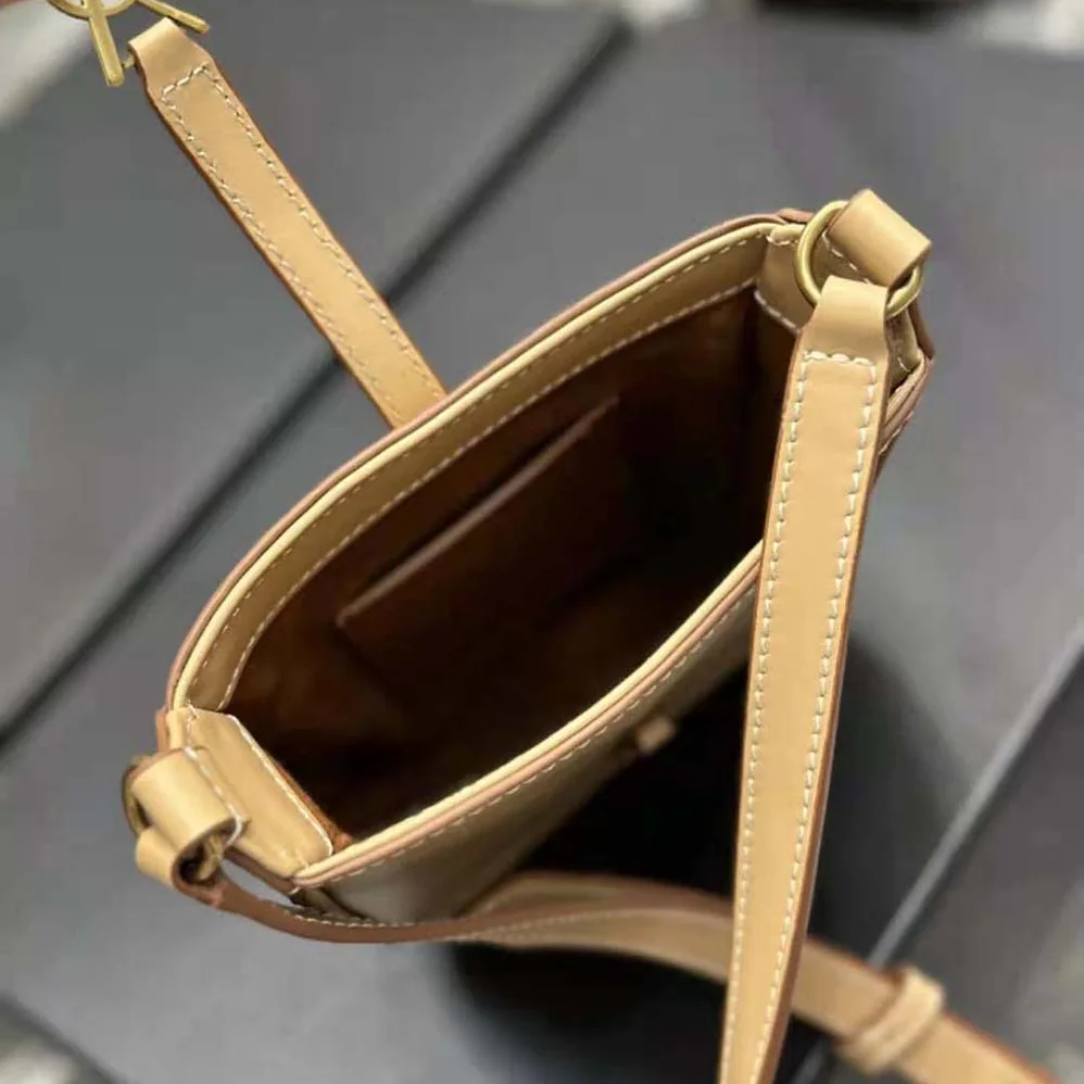 Saint Laurent YSL Le 5 à 7 Mini Vertical in Vegetable-Tanned Leather for Women in Sandy