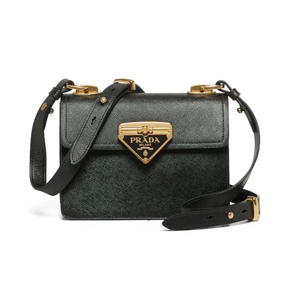 Prada Saffiano Leather Prada Symbole Bag for Women in Green Prada Saffiano Leather Prada Symbole Bag for Women in Green