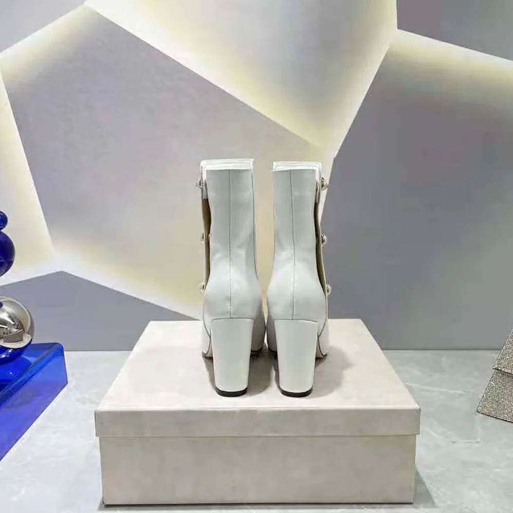 Jimmy Choo Rina 85 Latte Nappa Leather Mid for Women in Calf Boots with Pearls Jimmy Choo Rina 85 Latte Nappa Leather Mid for Women in Calf Boots with Pearls
