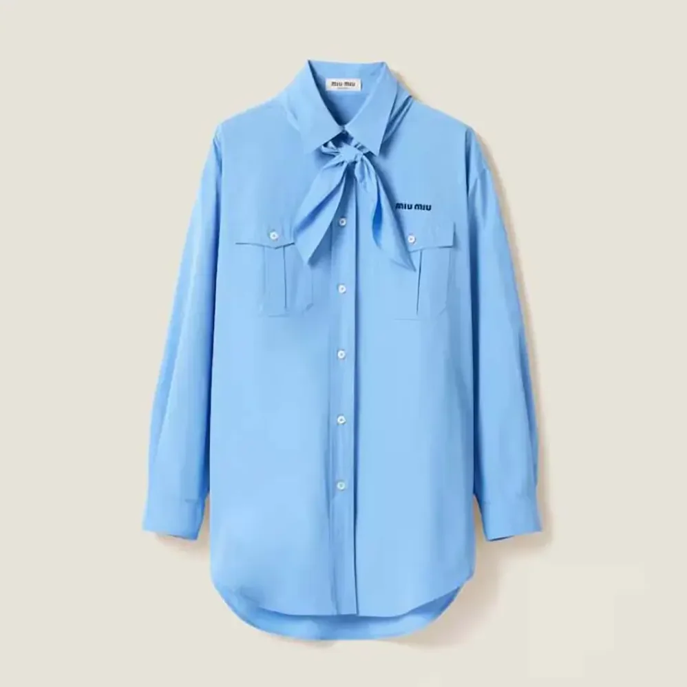 Miu Miu Poplin Shirt with Scarf for Women Miu Miu Poplin Shirt with Scarf for Women