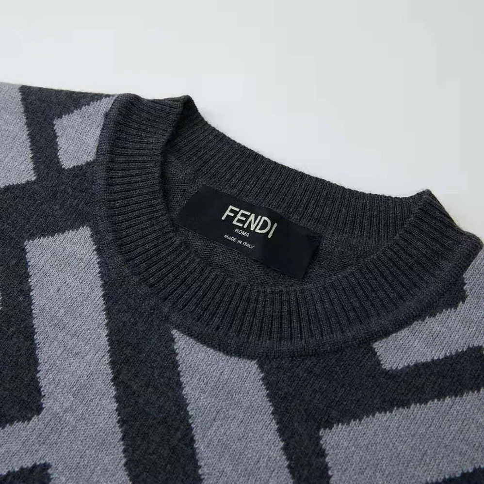 Fendi Gray Wool Sweater-FZX091APJKF1ML0 for Men Fendi Gray Wool Sweater-FZX091APJKF1ML0 for Men