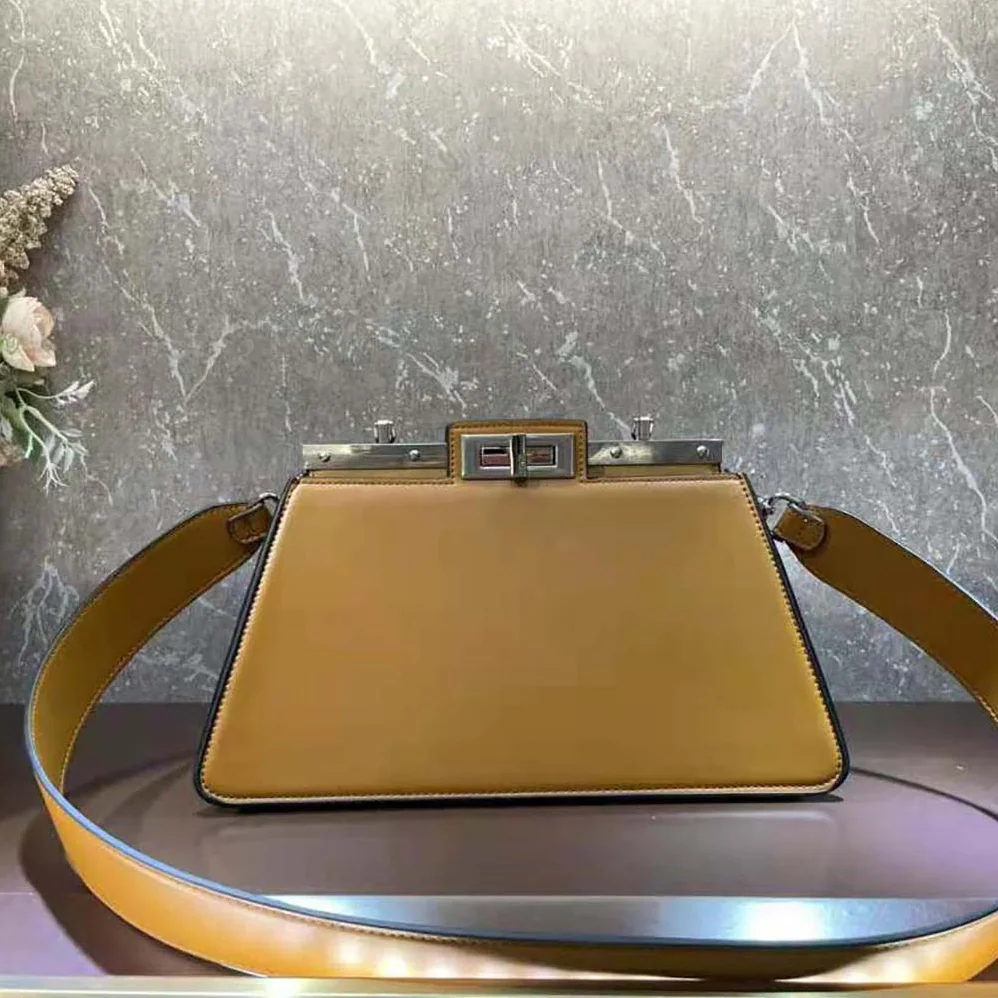 Fendi Peekaboo Cut Medium Brown Leather Bag for Women Fendi Peekaboo Cut Medium Brown Leather Bag for Women