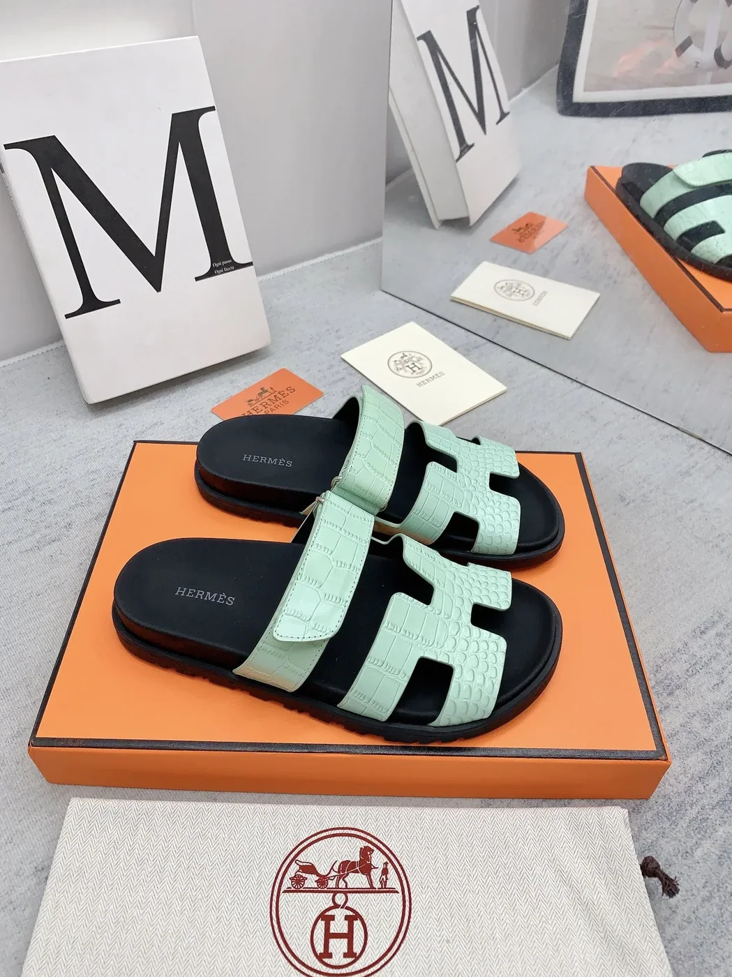 Hermes Chypre Sandal Jade Green Hermes Chypre Sandal Jade Green