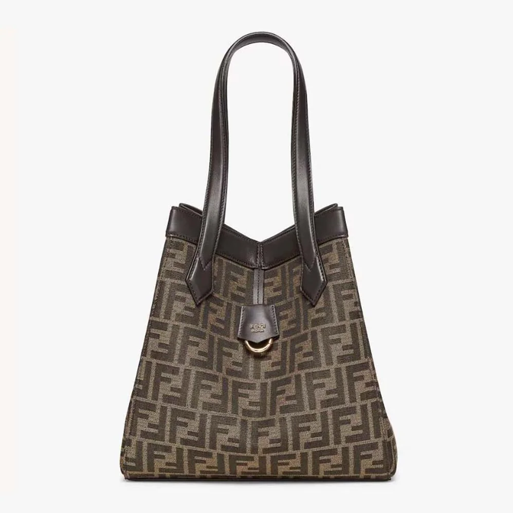 Fendi Origami Medium Brown FF Jacquard Fabric Bag That Can be Transformed for Women Fendi Origami Medium Brown FF Jacquard Fabric Bag That Can be Transformed for Women