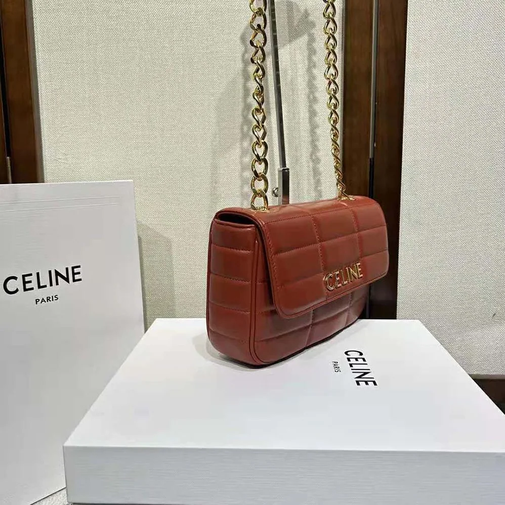 Celine Chain Shoulder Bag Matelasse Monochrome Celine in Quilted Goatskin for Women in Brown Celine Chain Shoulder Bag Matelasse Monochrome Celine in Quilted Goatskin for Women in Brown