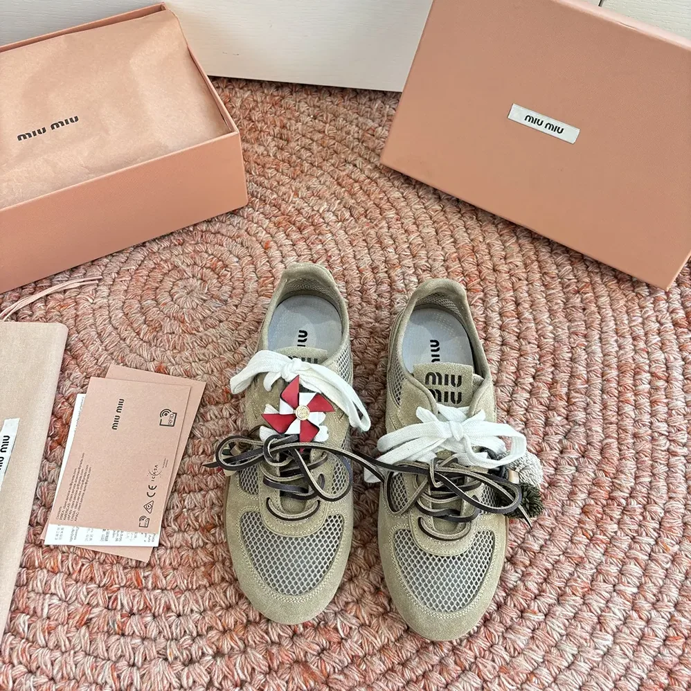 Miu Miu Gymnasium Mesh and Suede Sneakers for Women Miu Miu Gymnasium Mesh and Suede Sneakers for Women