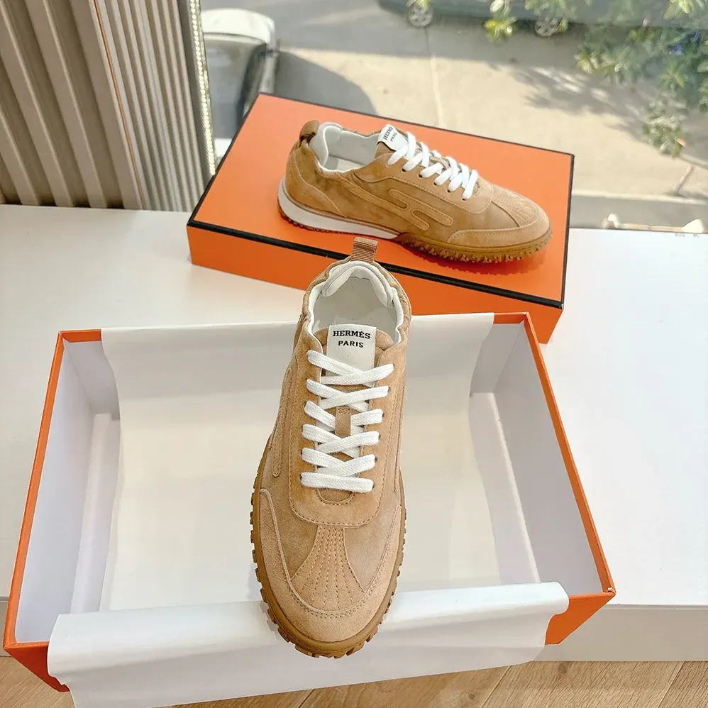 Hermes Jet Sneaker in Technical Canvas and Suede Goatskin for Unisex in Natural