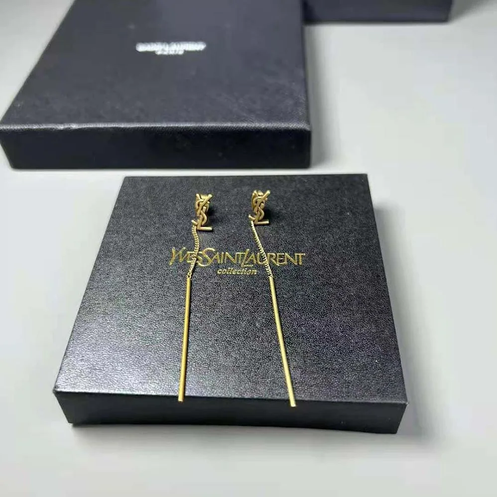 Saint Laurent YSL Opyum YSL Threader Earrings in Metal for Women in Gold