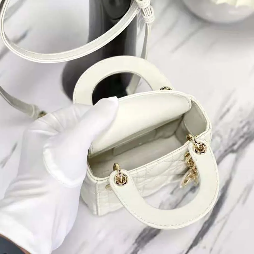 Dior Micro Lady Dior Bag Latte Cannage Lambskin for Women